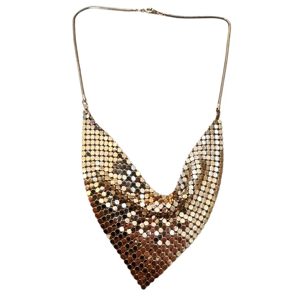 Vintage Gold Mesh Bib Necklace - Picture 1 of 4